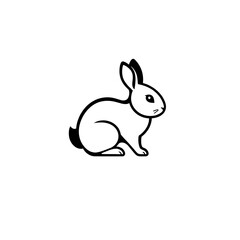 Obraz premium black and white rabbit line art vector