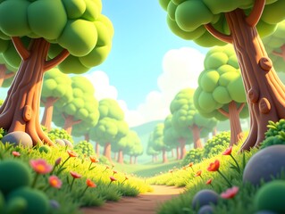 Forest scenery tourism beautiful natural scene outdoor seasonal solar term illustration