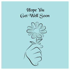 Hand Holding Daisy Flower - Minimalist Get Well Soon Card Design