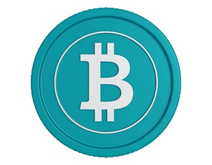 Obraz premium Teal Bitcoin Cryptocurrency Coin Digital Currency Finance Symbol