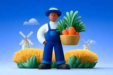 Beginning of Autumn solar term autumn agricultural harvest farm rural rural areas scene illustration