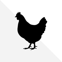 Minimalist Chicken Silhouette on Plain Background