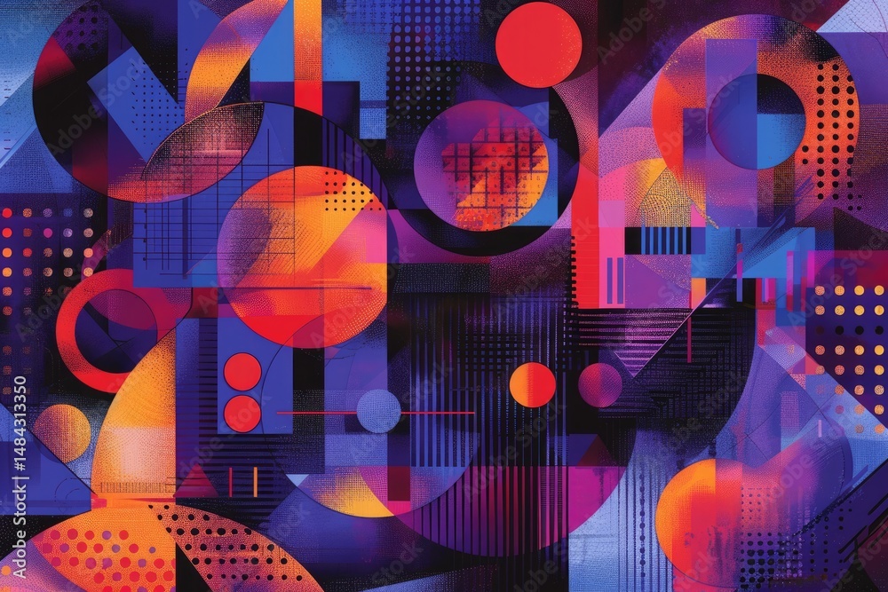 Poster colorful abstract circles and overlapping shapes with vibrant hues. abstract image of geometric shap