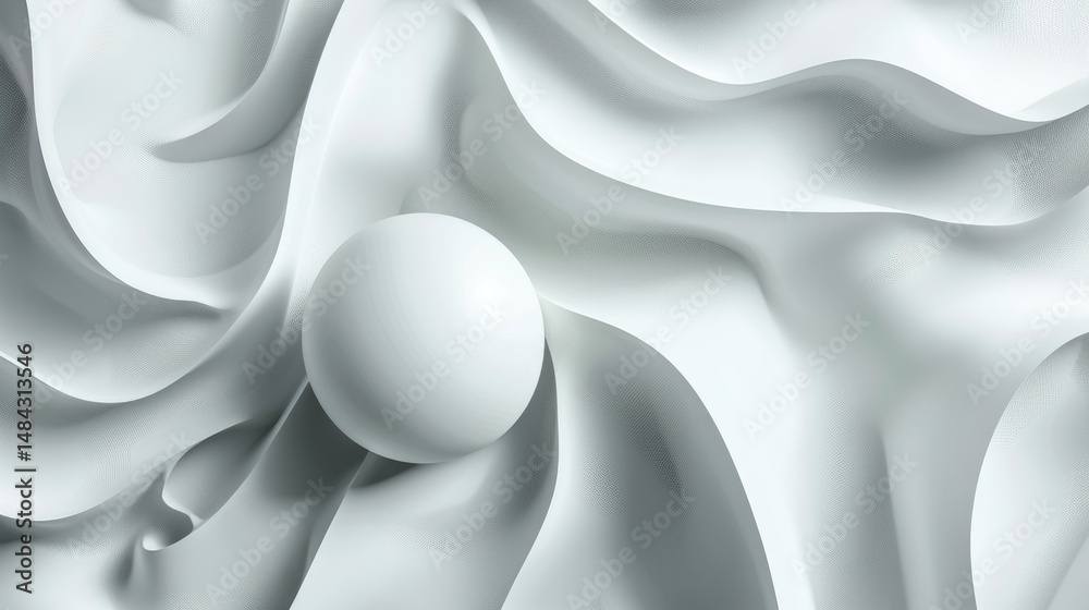 Poster abstract white flowing waves resembling fabric. background image of 3d rendering art with wavy textu