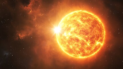 Burning star in space