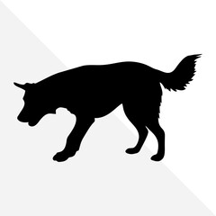 Dog Silhouette Isolated on White Background