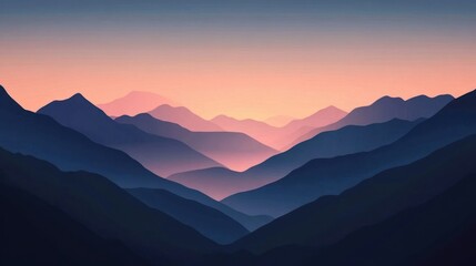 Fototapeta premium Mountain range at sunset. Layers of peaks