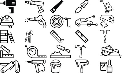 Obraz premium Construction and DIY Tools Icons Set