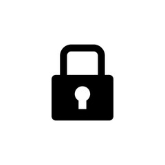 Lock icon. Simple solid style. Locker, closed, padlock, key, symbol, private, web, flat, password, safety, secure concept. Vector illustration isolated