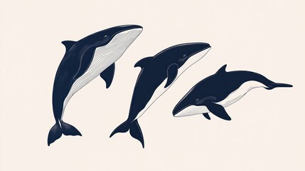 Fototapeta premium Three orcas leaping in the air