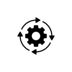 Workflow icon. Simple solid style. Operations, procedure, cog, gear, work, flow, pictogram, process, arrow, business concept. Vector illustration isolated