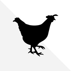 Isolated Chicken Shape in Black Silhouette Style