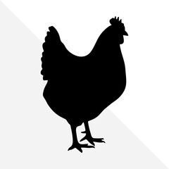 Isolated Chicken Shape in Black Silhouette Style
