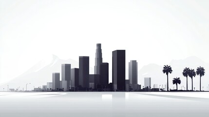 Naklejka premium Cityscape silhouette, modern art. Gray tones, urban skyline
