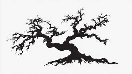 Silhouette of a bonsai tree