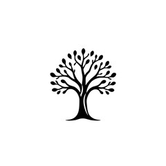 Line art vector black and white tree
