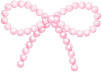 Cute Pink Pearl Bow Watercolor Vintage Retro
