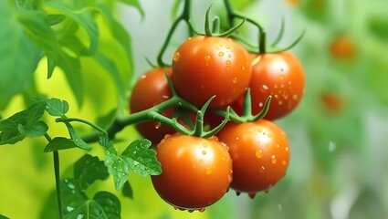 Ripe Red Tomatoes Growing on the Vine A Fresh Harvest