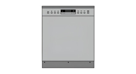 Isolated Gray Dishwasher Illustration