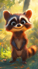 Fototapeta premium Little cute raccoon 