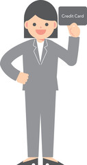 クレジットカードを持つスーツの女性