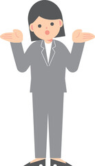 首を傾げるスーツの女性