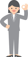 OKマークをするスーツ女性