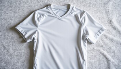Plain White Athletic Shirt on Soft Background for Fitness and Sports Apparel Showcase