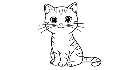 Obraz premium Cartoon cat with stripes, big eyes, whiskers, and a happy smile