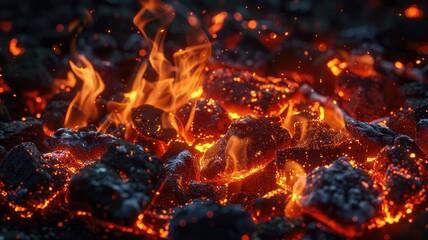 Abstract swirling flames with glowing particles. Dynamic and vibrant fire effect against a dark background. Energy and motion concept for wallpaper, banner, and print. Abstract artwork concept. AIG53.