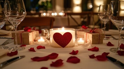 Fototapeta premium Romantic Valentine's Day Dinner Setting