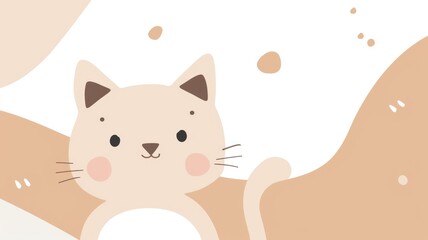 Cute cartoon cat pet in playful expression with copy space. Delightful kitten charming by innocent eyes of kid create adorable scene perfect for a child friendly or cheerful background design. AIG53.