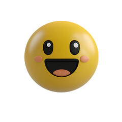 Fototapeta premium Cheerful 3D Rendered Yellow Emoticon with Rosy Cheeks and Wide Smile