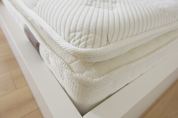 Quality white mattress on a modern bed frame