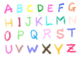 カラフルな子供の手描きアルファベット