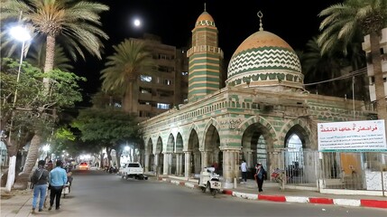 Obraz premium Night Mosque in City Street