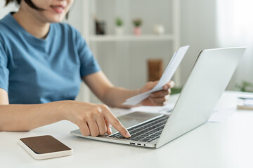 Pay online, QR codes to pay credit card bill after receiving document invoice online. payment, receive, paying electricity, digital payments, technology, scanning, financial transactions .