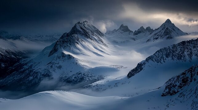 Majestic Winter Wonderland Snow-Capped Mountain Peaks