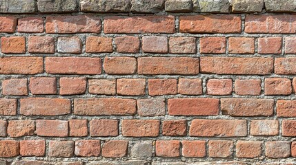Fototapeta premium Panoramic Red Brick Wall Texture - Vintage Wide-Angle Backdrop for Home and Office Design