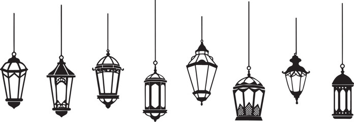 Islamic and Middle Eastern Lantern Illustrations Set.
