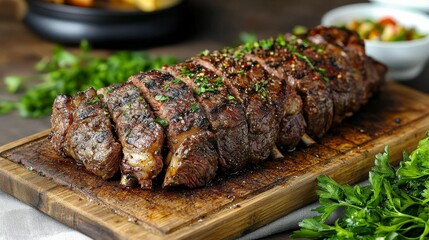 Savory Grilled Beef Steaks on a Rustic Cutting Board