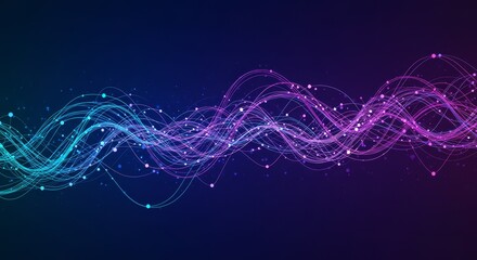 Wavy Network Connections Abstract - Abstract waves, flowing data, network connections, technology, futuristic design. Symbolizing connection, flow, data streams, innovation, and progress