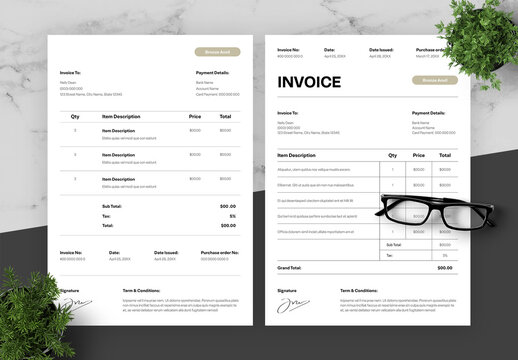 Cream And Black Invoice