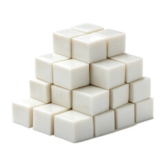 Obraz premium soft white tofu pieces stacked for healthy food concept