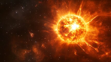 Fiery star in space