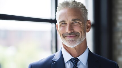 Confident business professional in formal attire, embodying leadership and professionalism in a corporate environment