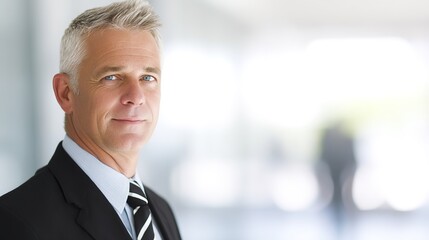 Confident business professional in formal attire, embodying leadership and professionalism in a corporate environment