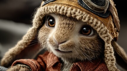 Fototapeta premium Rabbit pilot portrait