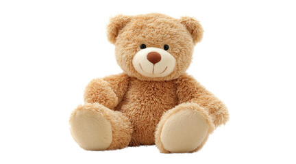 Teddy bear plush toy sitting isolated on a transparent background