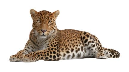 Leopard lying down isolated on a transparent background